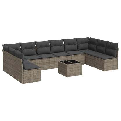 Set Divani da Giardino 11 pz con Cuscini in Polyrattan Grigio - homemem39