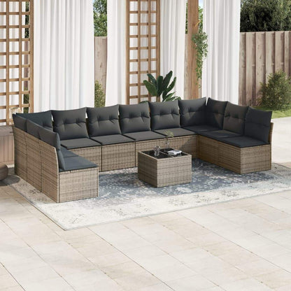 Set Divani da Giardino 11 pz con Cuscini in Polyrattan Grigio - homemem39