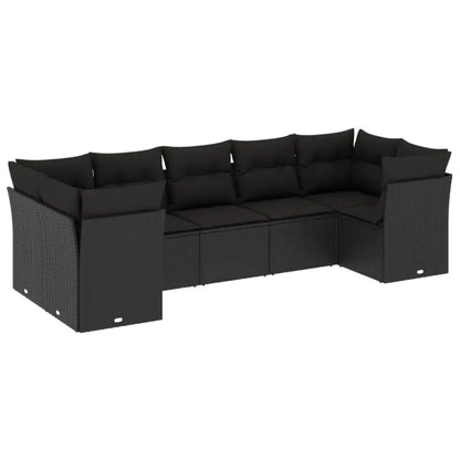 Set Divani da Giardino con Cuscini 7pz Nero Polyrattan - homemem39