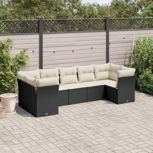Set Divani da Giardino con Cuscini 7pz Nero Polyrattan - homemem39