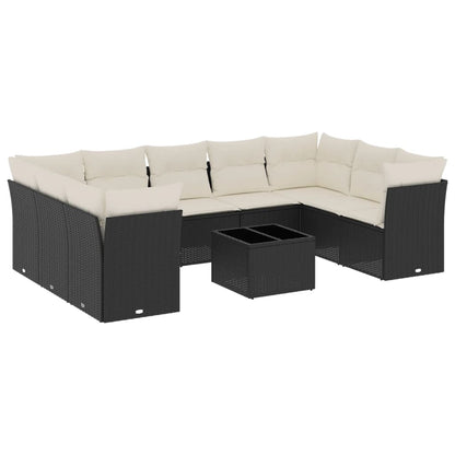 Set Divani da Giardino 10pz con Cuscini in Polyrattan Nero | homemem39
