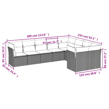 Set Divani da Giardino 9 pz con Cuscini Nero in Polyrattan | homemem39