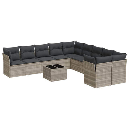 Set Divani da Giardino 11 pz con Cuscini in Polyrattan Grigio - homemem39