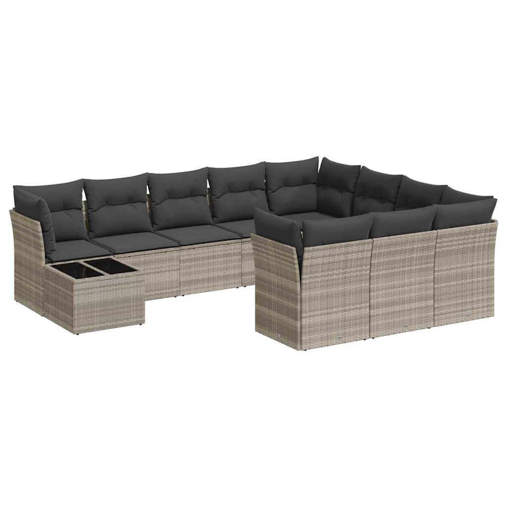 Set Divani da Giardino 11 pz con Cuscini in Polyrattan Grigio - homemem39