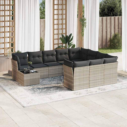 Set Divani da Giardino 11 pz con Cuscini in Polyrattan Grigio - homemem39