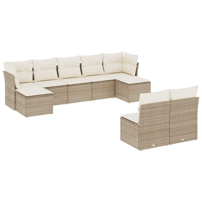 Set Divano da Giardino 9 pz con Cuscini Beige in Polyrattan - homemem39