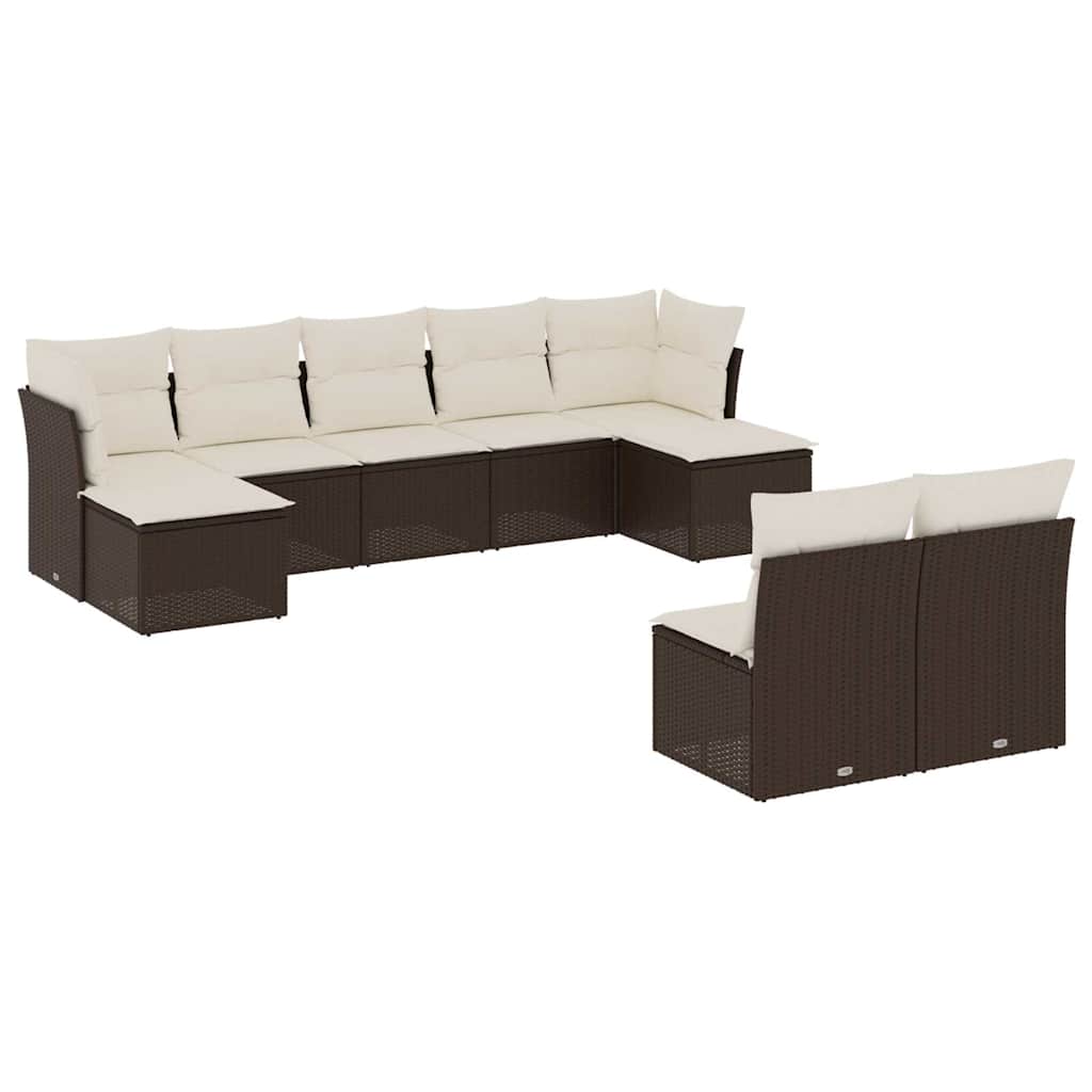 Set Divani da Giardino 9pz con Cuscini Marrone in Polyrattan - homemem39