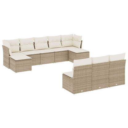 Set Divano da Giardino 10 pz con Cuscini Beige in Polyrattan - homemem39