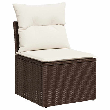 Set Divani da Giardino 9pz con Cuscini Marrone in Polyrattan | homemem39