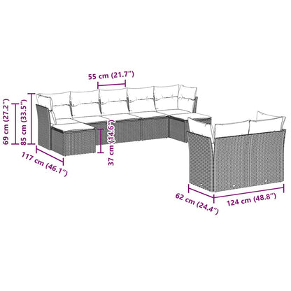 Set Divani da Giardino 9pz con Cuscini Marrone in Polyrattan | homemem39