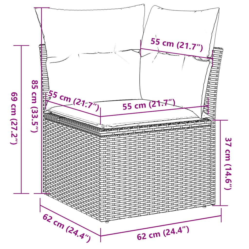 Set Divani da Giardino 9pz con Cuscini Marrone in Polyrattan | homemem39