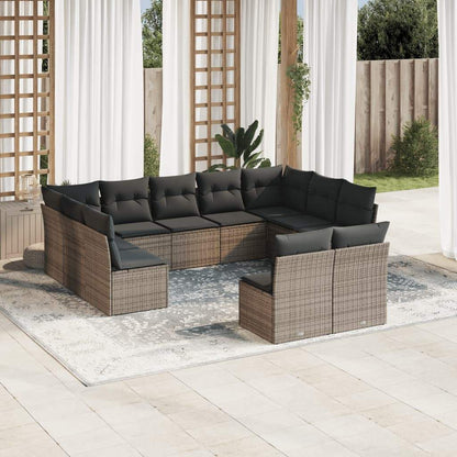 Set Divani da Giardino 11 pz con Cuscini in Polyrattan Grigio - homemem39