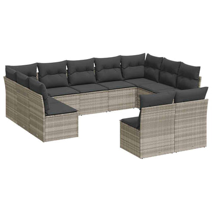 Set Divani da Giardino 11 pz con Cuscini in Polyrattan Grigio - homemem39