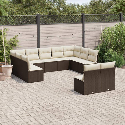 Set Divani da Giardino 11 pz con Cuscini Polyrattan Marrone - homemem39