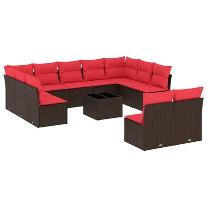 Set Divani da Giardino 12 pz con Cuscini Marrone in Polyrattan | homemem39
