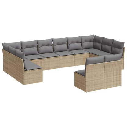 Set Divani da Giardino 12 pz con Cuscini Beige in Polyrattan - homemem39