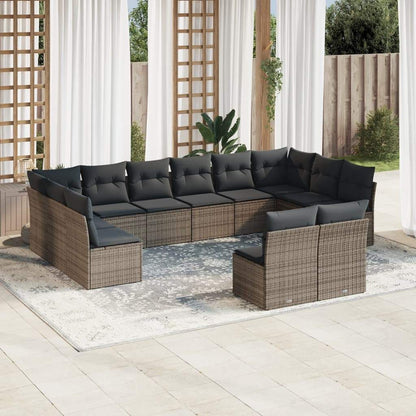 Set Divani da Giardino 12 pz con Cuscini Grigio in Polyrattan - homemem39