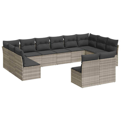 Set Divano Giardino 12 pz con Cuscini Grigio Chiaro Polyrattan - homemem39