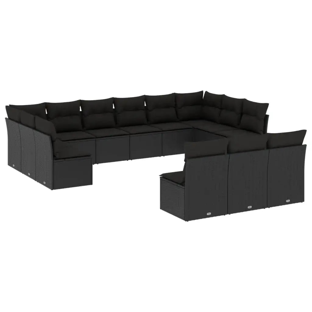 Set Divani da Giardino 13pz con Cuscini Nero in Polyrattan - homemem39