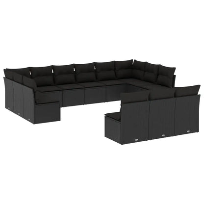 Set Divani da Giardino 13pz con Cuscini Nero in Polyrattan - homemem39