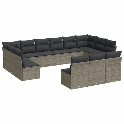 Set Divani da Giardino 13 pz con Cuscini Grigio in Polyrattan - homemem39