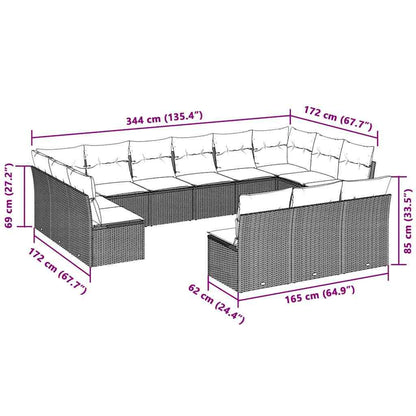 Set Divani Giardino 13 pz con Cuscini Grigio Chiaro Polyrattan - homemem39