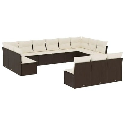 Set Divani da Giardino 13 pz con Cuscini Marrone in Polyrattan - homemem39