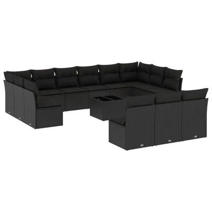 Set Divani da Giardino 14pz con Cuscini in Polyrattan Nero - homemem39