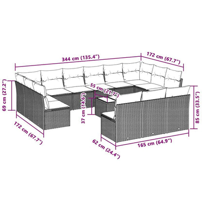 Set Divani da Giardino 14pz con Cuscini in Polyrattan - homemem39