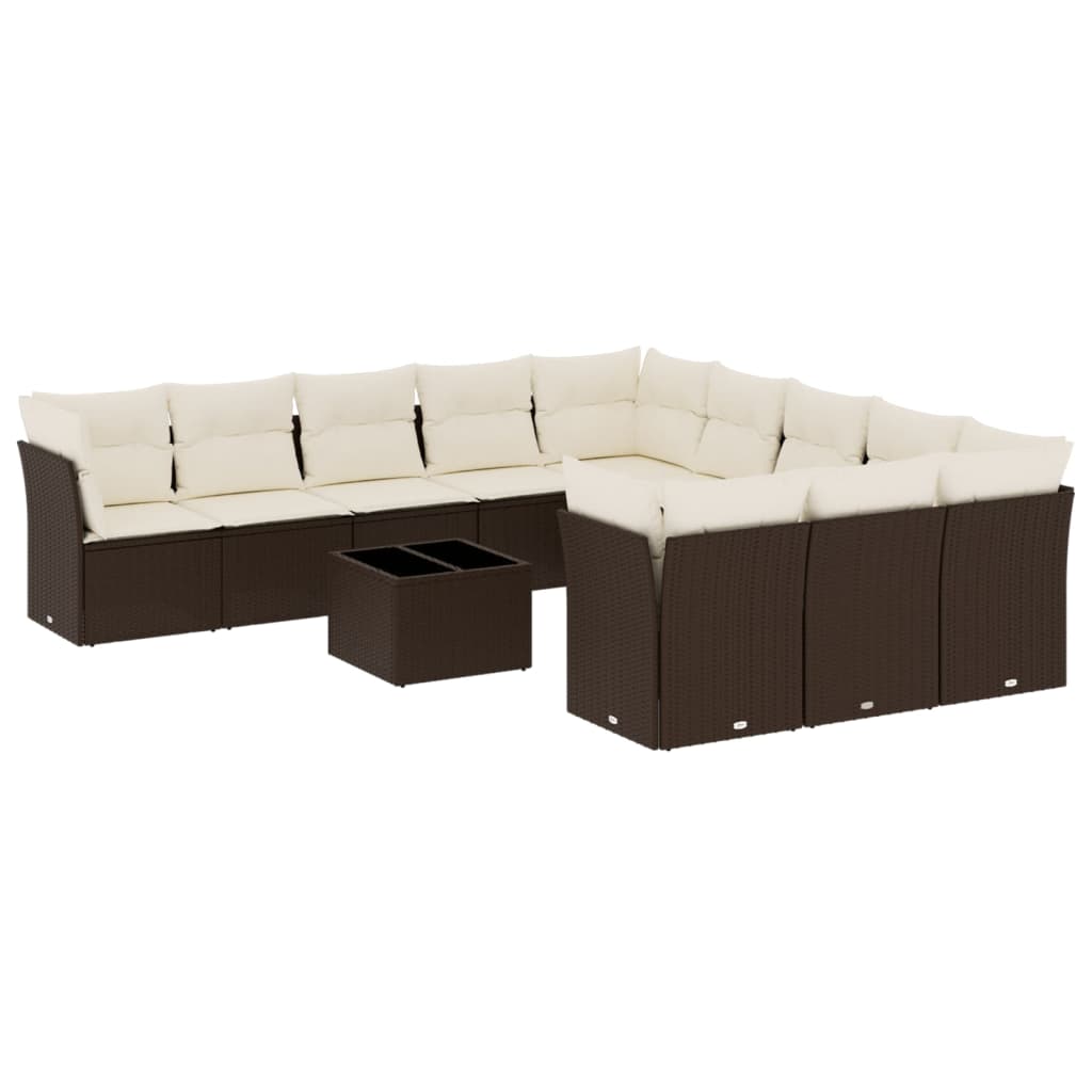 Set Divani da Giardino 12 pz con Cuscini Marrone in Polyrattan - homemem39