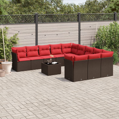 Set Divani da Giardino 12 pz con Cuscini Marrone in Polyrattan | homemem39