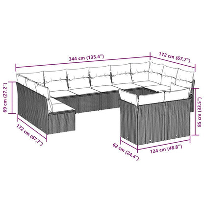 Set Divano Giardino 12 pz con Cuscini Grigio Chiaro Polyrattan - homemem39