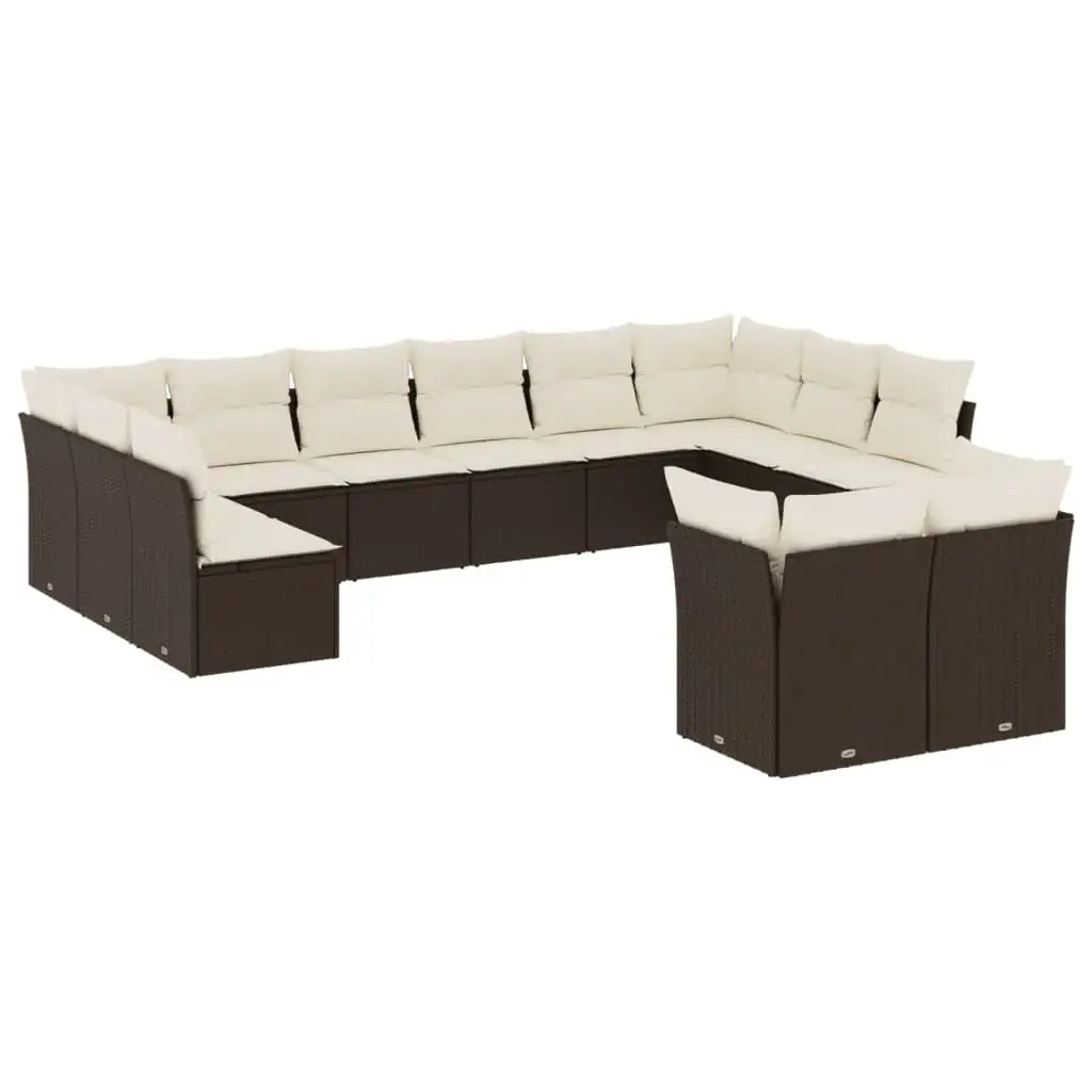 Set Divani da Giardino 12 pz con Cuscini Marrone in Polyrattan - homemem39