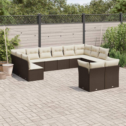 Set Divani da Giardino 12 pz con Cuscini Marrone in Polyrattan - homemem39