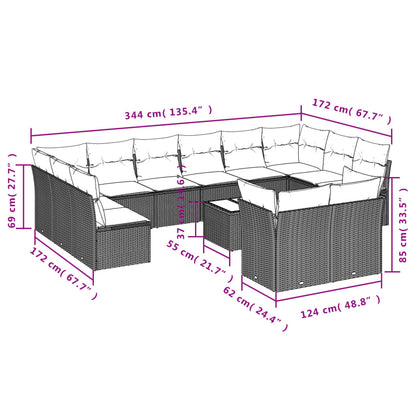 Set Divani da Giardino 13 pz con Cuscini Marrone in Polyrattan | homemem39