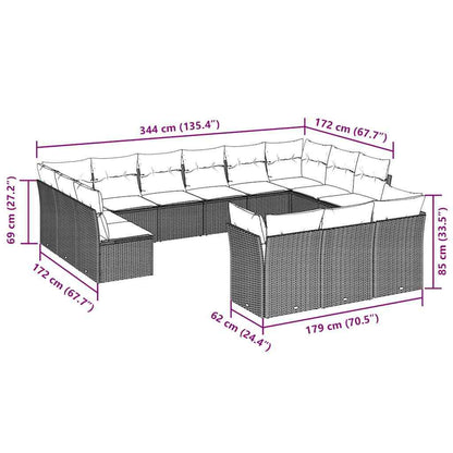 Set Divani Giardino 13 pz con Cuscini Grigio Chiaro Polyrattan - homemem39