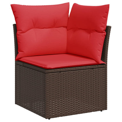 Set Divani da Giardino 13 pz con Cuscini Marrone in Polyrattan | homemem39