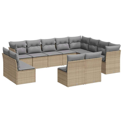Set Divani da Giardino 12 pz con Cuscini Beige in Polyrattan - homemem39