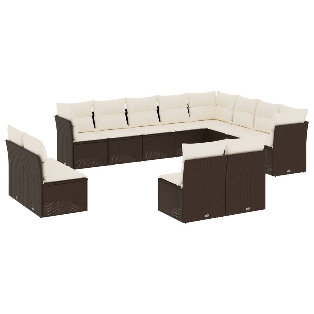 Set Divani da Giardino 12 pz con Cuscini Marrone in Polyrattan - homemem39