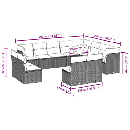 Set Divani da Giardino 12 pz con Cuscini Marrone in Polyrattan | homemem39