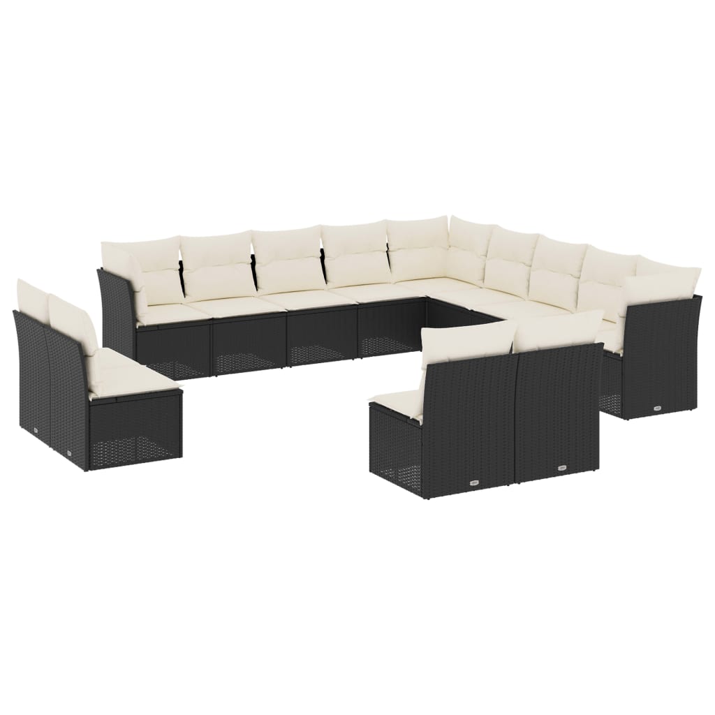 Set Divani da Giardino 13pz con Cuscini Nero in Polyrattan - homemem39