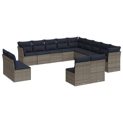 Set Divani da Giardino 13 pz con Cuscini Grigio in Polyrattan | homemem39