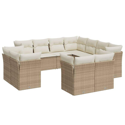Set Divani da Giardino 11 pz con Cuscini Beige in Polyrattan - homemem39