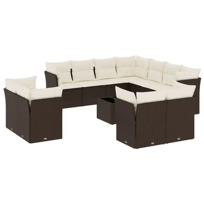 Set Divani da Giardino 12 pz con Cuscini Marrone in Polyrattan - homemem39