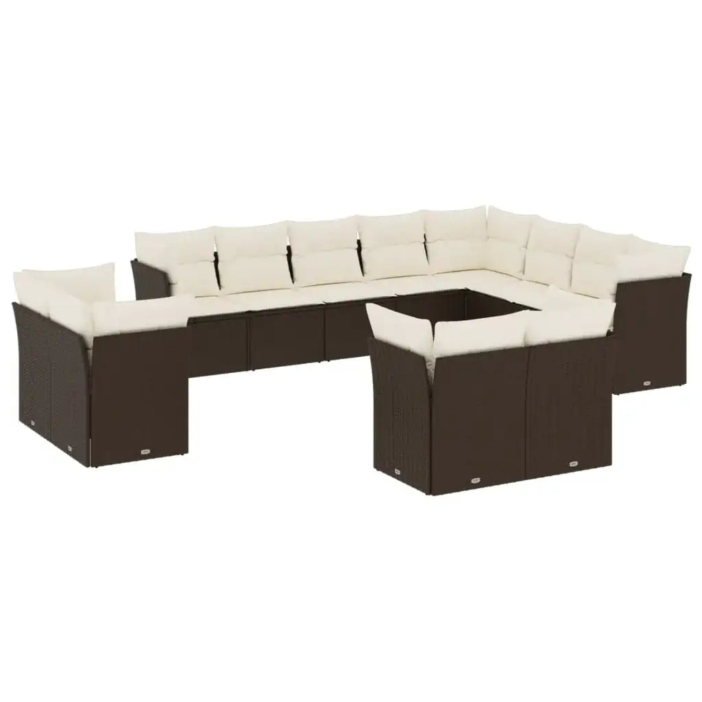 Set Divani da Giardino 12 pz con Cuscini Marrone in Polyrattan - homemem39