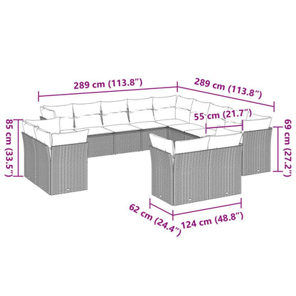 Set Divani Giardino 13 pz con Cuscini Grigio Chiaro Polyrattan - homemem39
