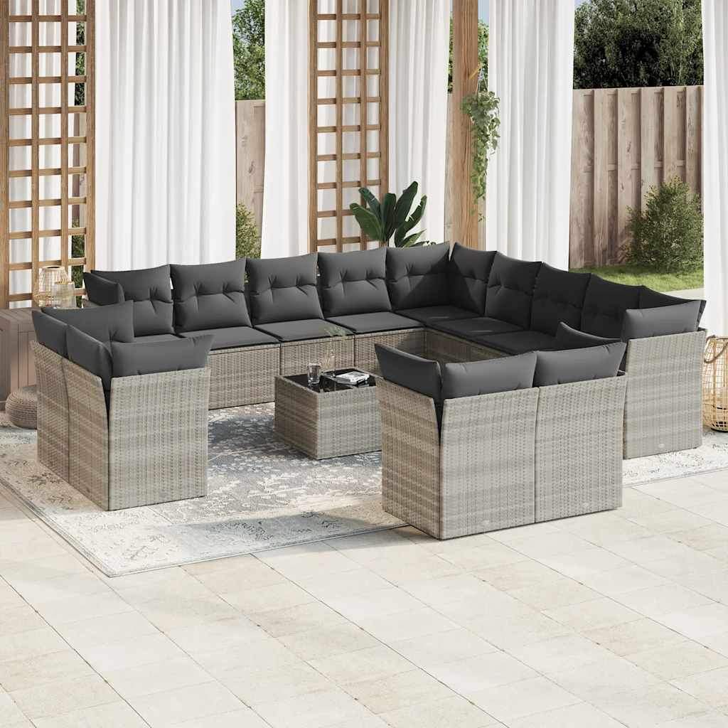 Set Divani da Giardino 14pz con Cuscini in Polyrattan - homemem39