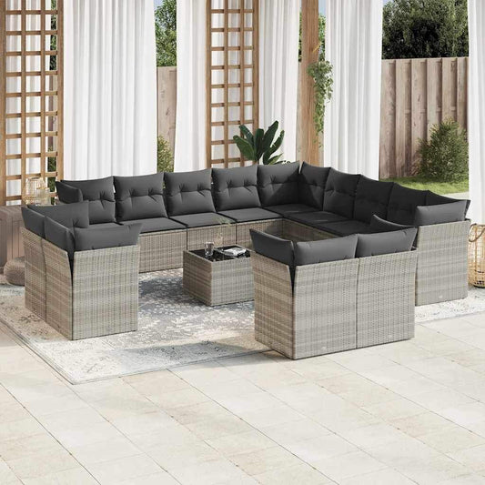 Set Divani da Giardino 14pz con Cuscini in Polyrattan - homemem39