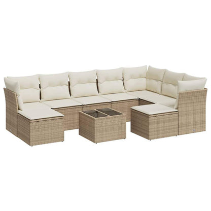 Set Divano da Giardino 10 pz con Cuscini Beige in Polyrattan - homemem39