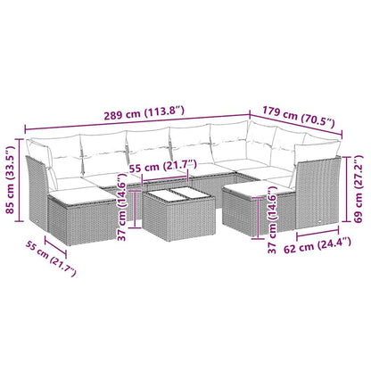 Set Divano Giardino 10 pz con Cuscini Grigio Chiaro Polyrattan - homemem39